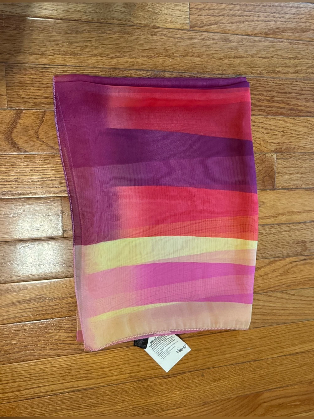 pink red and yellow striped scarf